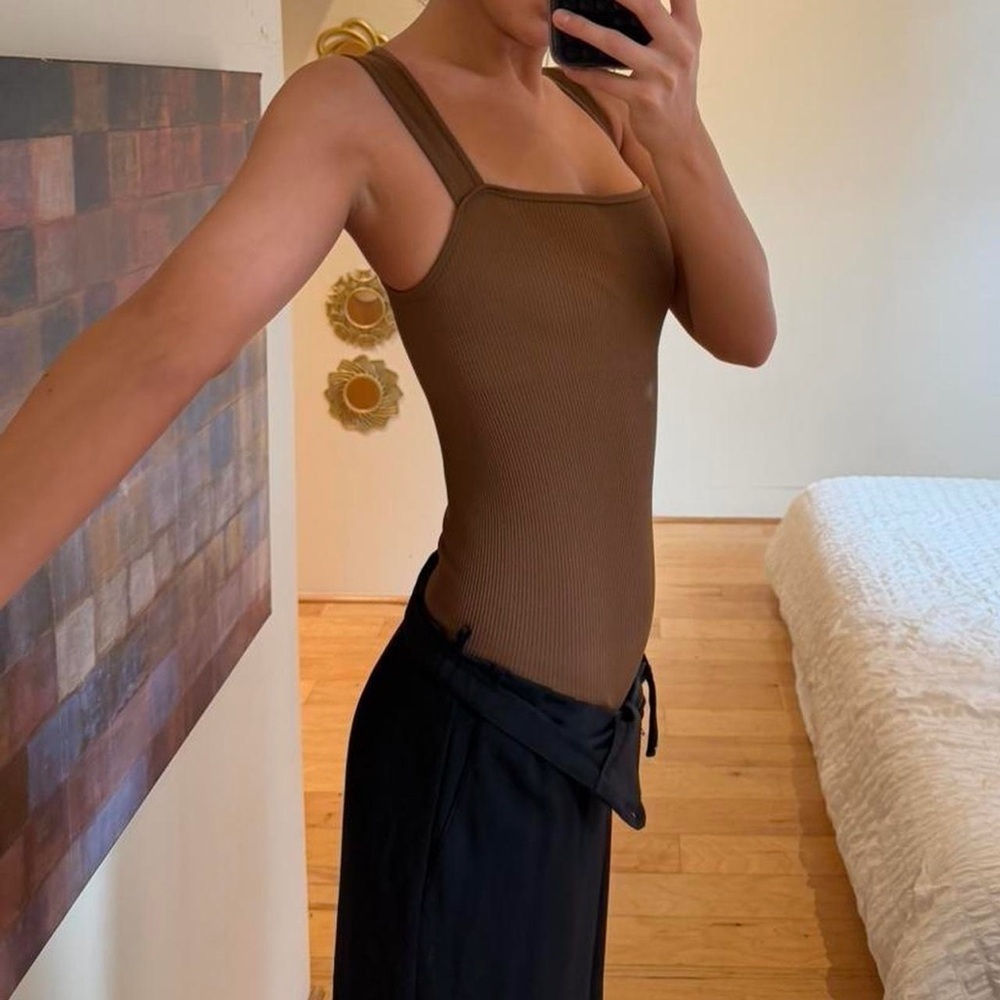 Brown Ribbed Bodysuit - Picture 5 of 5